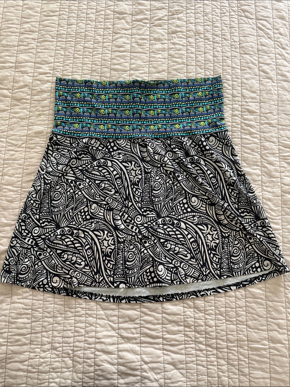 Black & Teal Patterned Women’s Swim Skirt